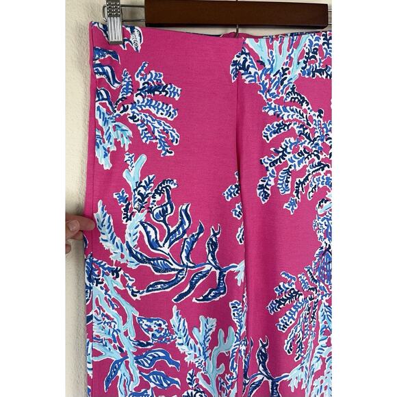 Lilly Pulitzer XS Tropical Resort Coral Print Coastal Wide Leg Pants Stretch - Picture 5 of 10